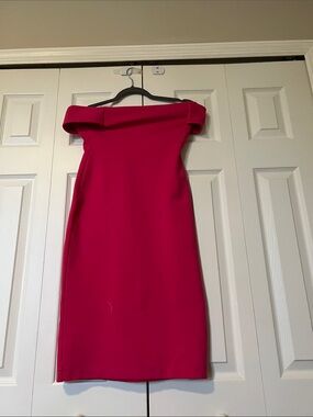 Zara Strapless Hot Pink Fold-Over Cocktail Dress